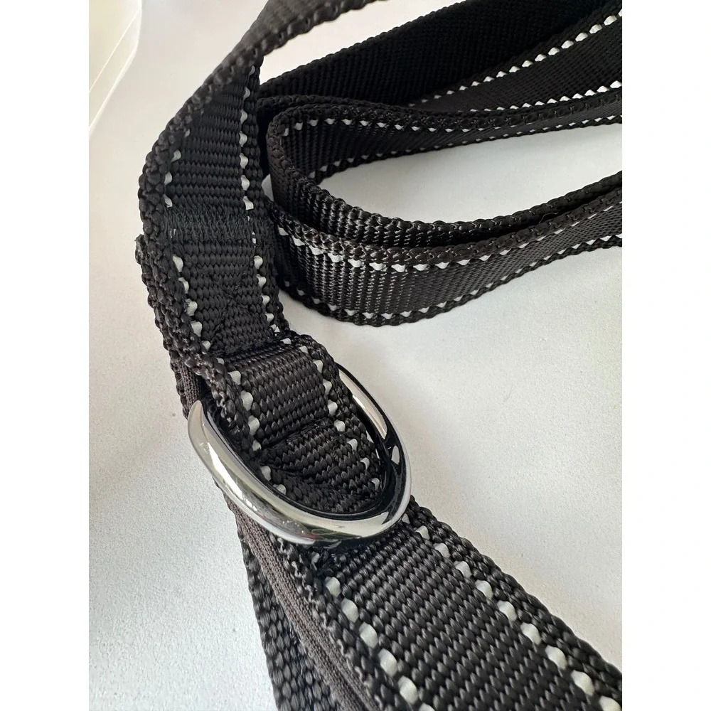 SatSun Large Dog Leash Heavy‎ Duty Reflective Padded Handle Black Nylon